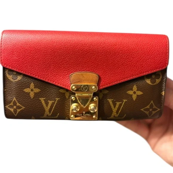 Full Inclusion Louis Vuitton Pallas Wallet Monogram & Cerise Red Leather - EUC - Picture 8 of 14